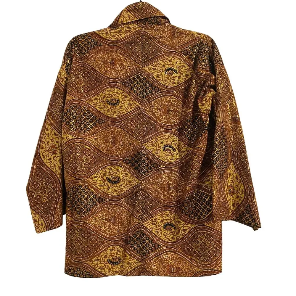 RF Textiles Gold Brown Kimono Blazer Open Cardigan Women's Size‎ 0 Tribal